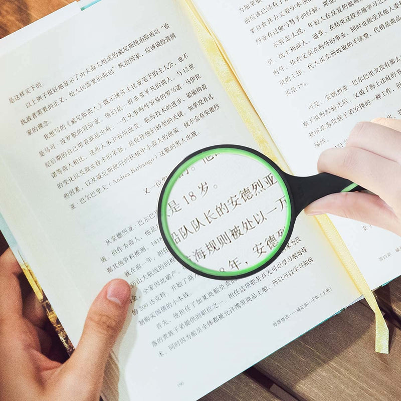 10X Shatterproof Magnifying Glass 10X Large Handheld Magnifying Glass for Seniors Kids 75mm Magnifying Lens with Non-Slip Rubber Handle Magnifier Glass for Reading Science Insect Hobby Observation