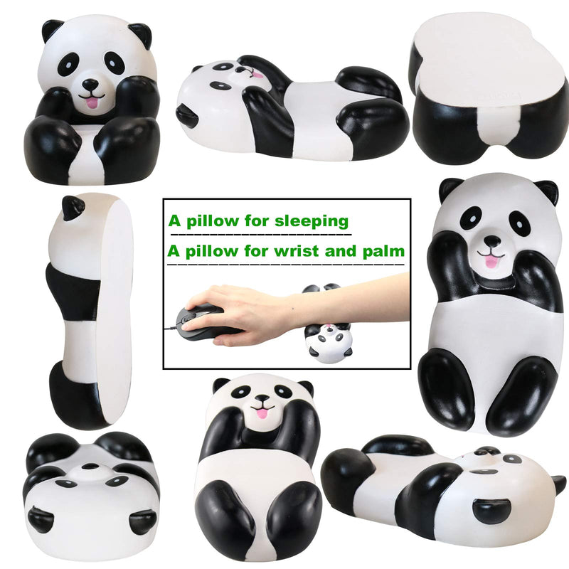 Slow Rebound Ergonomic Wrist Rest Pad, RELIGES Panda Shape Memory Foam Wrist Support Pillow(2Pack) Wrist Pain Relief Mousepad for Office Home Laptop Computer Mac User (Panda)