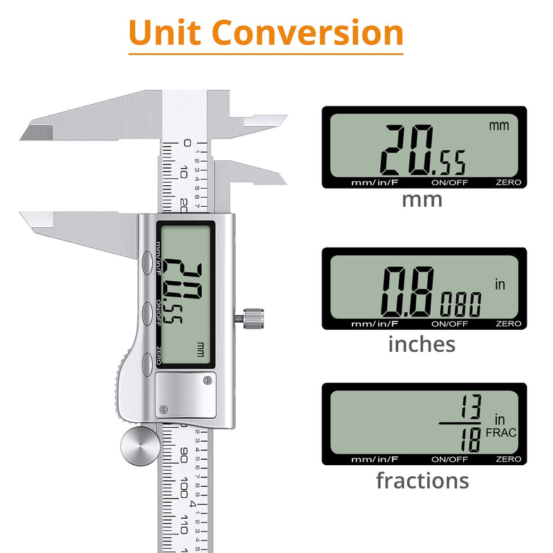 Neoteck 6 inch Digital Caliper and Feeler Gauge Set, Stainless Steel Electronic Vernier Caliper Fractions/inch/Metric Conversion