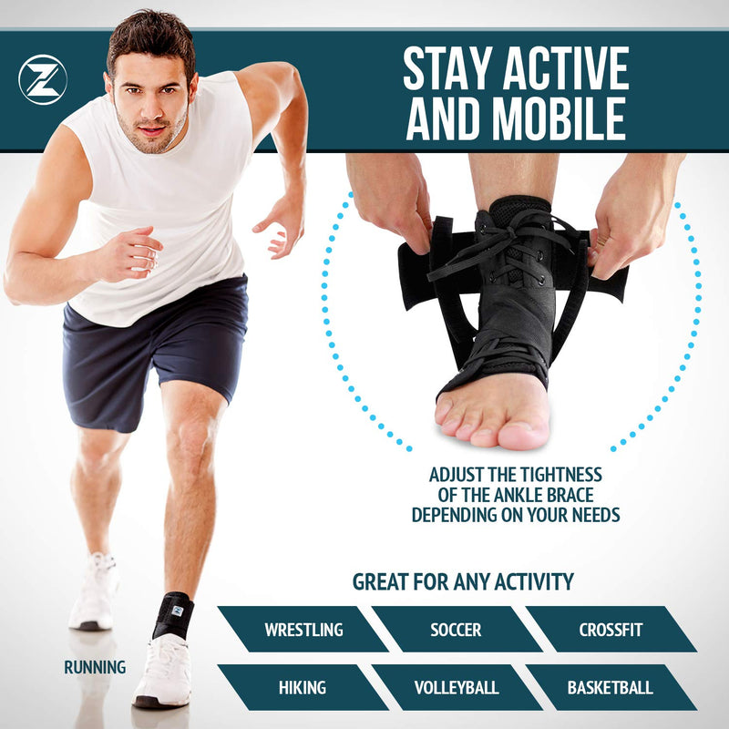 Zenith Ankle Brace, Lace Up Adjustable Support – for Running, Basketball, Injury Recovery, Sprain! Ankle Wrap for Men, Women, and Children Small (Pack of 1)