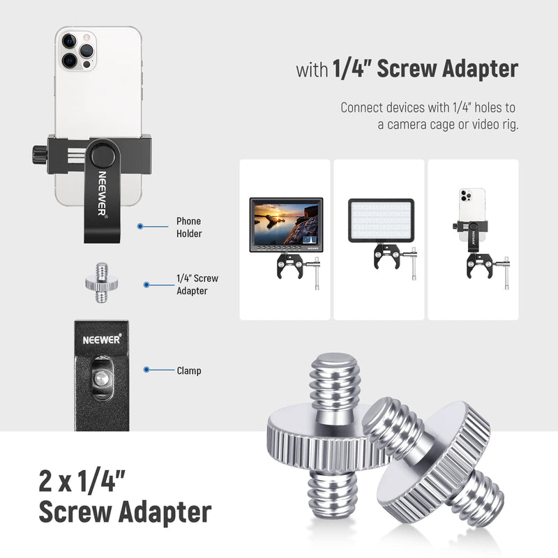 NEEWER 8 PCs Hot Shoe Mount Adapter Kit, Including Triple Cold Shoe Mount, 1/4” Screw Adapter, Flash Stand Bracket, and Hot Shoe Cover for DSLR Camera, LED Light, Microphone, Light Stand, Monitor