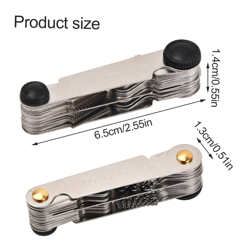 52 Sheets Metric/Whitworth Stainless Steel Thread Gauge 60/55 Degree Measuring Tool Fine Thread Measuring Tool Stainless Steel Screw Thread Pitch Gauge Thread Plug Gage Thread Cutting Gauge Tool Set