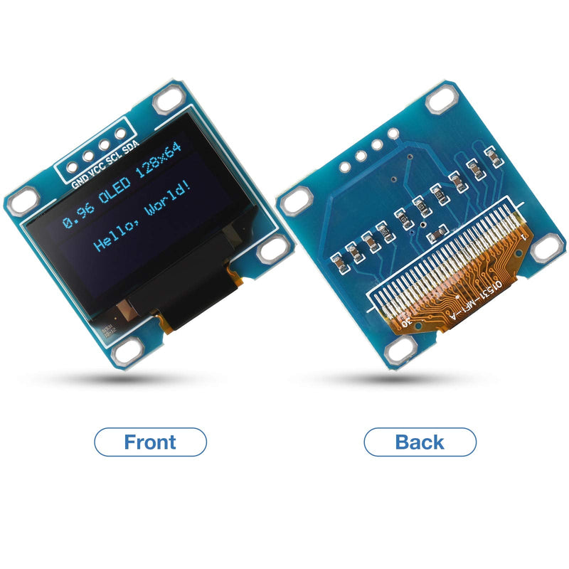 5 Pieces 0.96 Inch OLED Module 12864 128x64 Driver IIC I2C Serial Self-Luminous Display Board Compatible with Arduino Raspberry PI (Blue) Blue