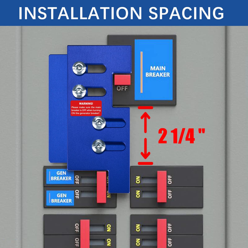 LATING Anodized Generator Interlock Kit for Eaton Cutler Hammer with a Single Vertical Throw Main Panels, 2 1/4 Inches Spacing, Blue