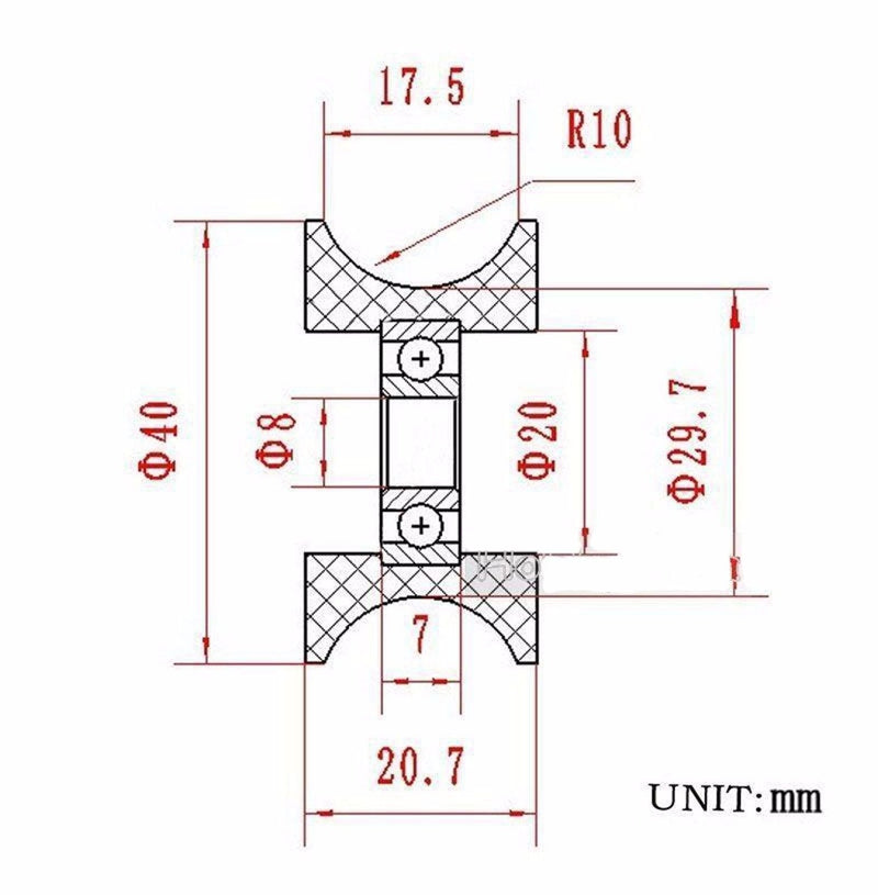 4X 0840UU 8mm 8x40x20.7mm Groove Guide Pulley Sealed Rail Ball Bearing