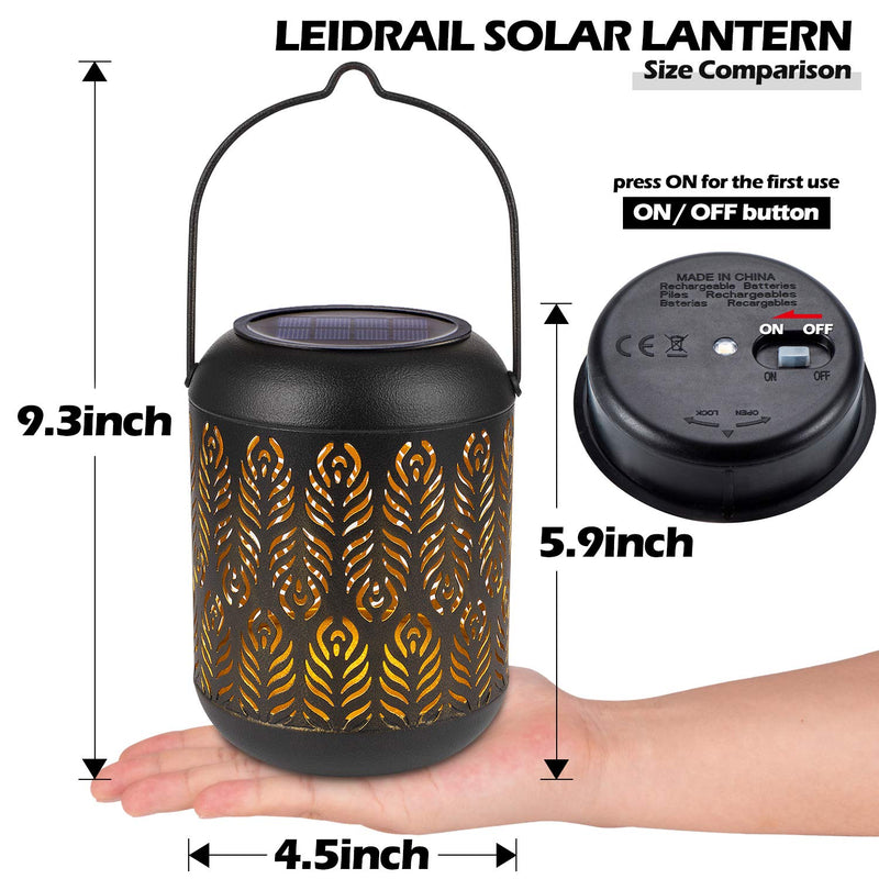 LeiDrail Solar Lantern Outdoor Hanging Lanterns Garden Metal Decorative Light Warm White LED Waterproof Landscape Lighting for Table Pathway Party Yard - 2 Pack
