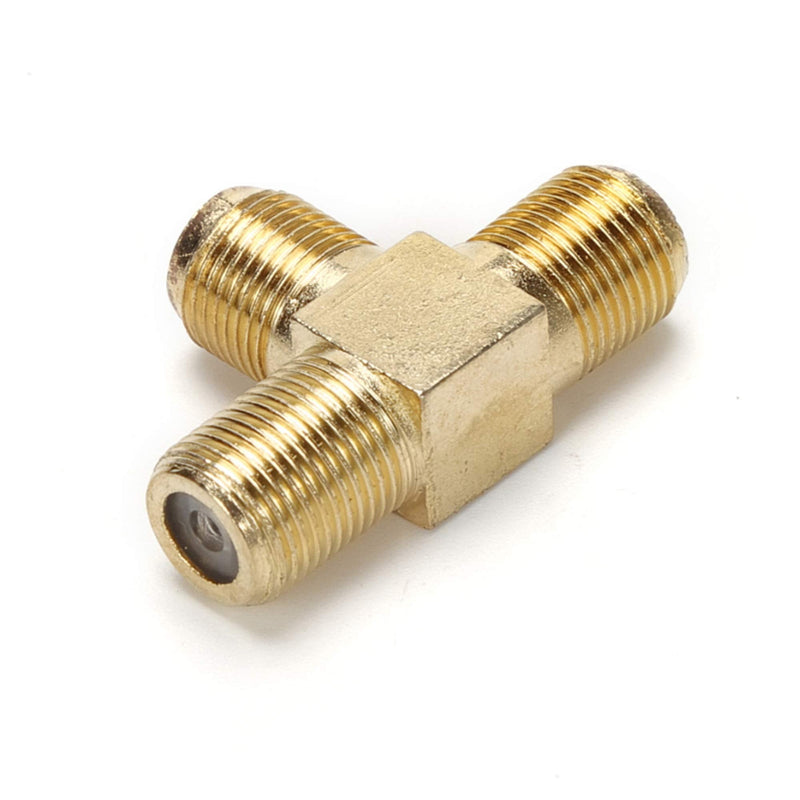 TLS.eagle 5 Pack Gold Plated F Type RG6 Female to 2 Female 3 Way Coax Cable T Splitter Adapter Connector