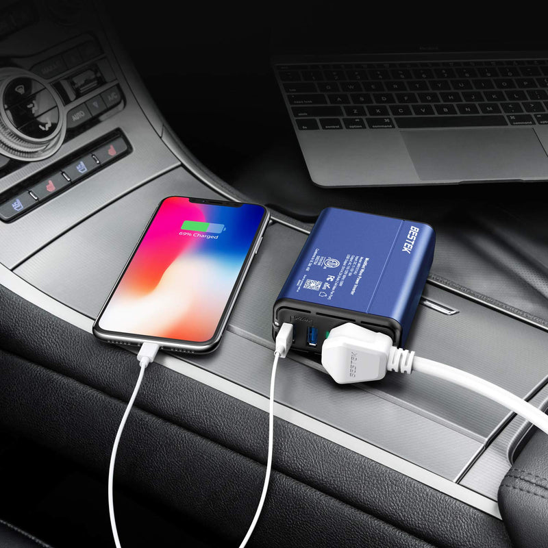 BESTEK 150W Power Inverter DC 12V to 110V AC Converter 4.2A Dual USB Car Adapter (Blue)… Blue