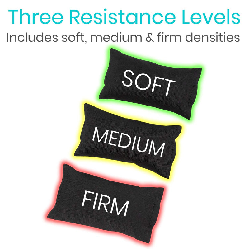 Vive Palm Grip Protector (3 Pack) - Hand and Finger Contracture Cushions - for Arthritis, Skin Breakdown, Exercise Strength - Comfortable Elastic Band Sized for Men and Women - Stroke Patient Rehab Black