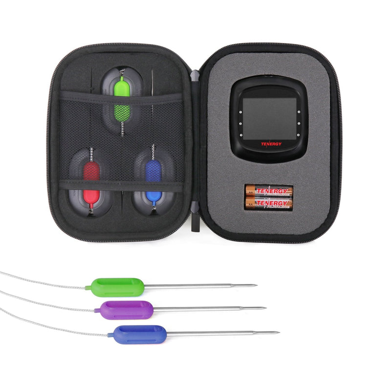 Tenergy Solis Digital Meat Thermometer, APP Controlled Wireless Bluetooth Smart BBQ Thermometer w/ 6 Stainless Steel Probes, Large LCD Display, & Carrying Case, Cooking Thermometer for Grill & Smoker 1 x Thermometer + 6 x Probes