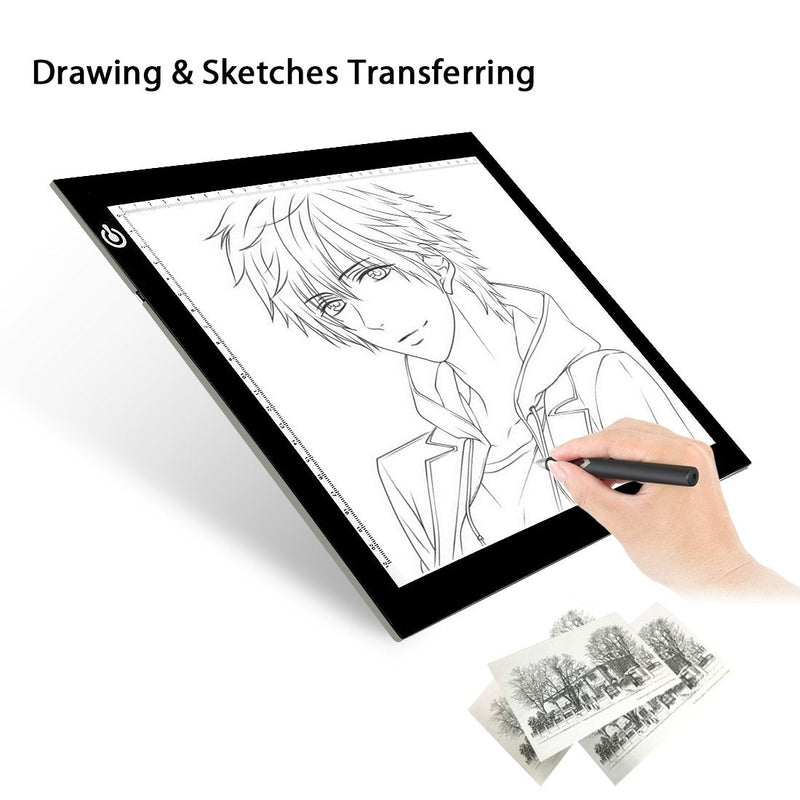 LITENERGY Portable A4 Tracing LED Copy Board Light Box, Ultra-Thin Adjustable USB Power Artcraft LED Trace Light Pad for Tattoo Drawing, Streaming, Sketching, Animation, Stenciling 01 - A4 BLACK