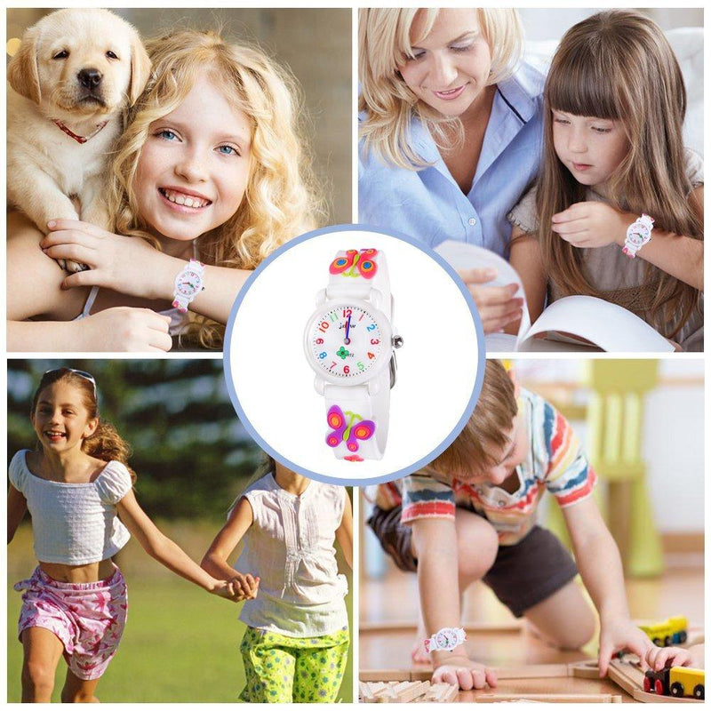 Kids Gift Cartoon Waterproof Watches Toys for Boys Girls - Best Gifts Butterfly White