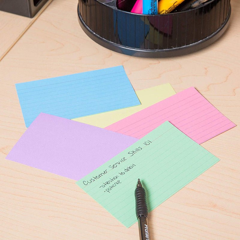 1InTheOffice Ruled 4" x 6" Index Cards, Assorted Pastel, 100/Pack - 2 Pack