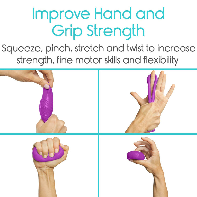 Vive Therapy Putty, Occupational Hand Tools (2 Pack) - Sensory Stress Relief - for Physical Exercise, Finger Pain, Grip Strength, Rehab, Arthritis, Adults, Forearms, Fidgeting, Motor Skills Purple