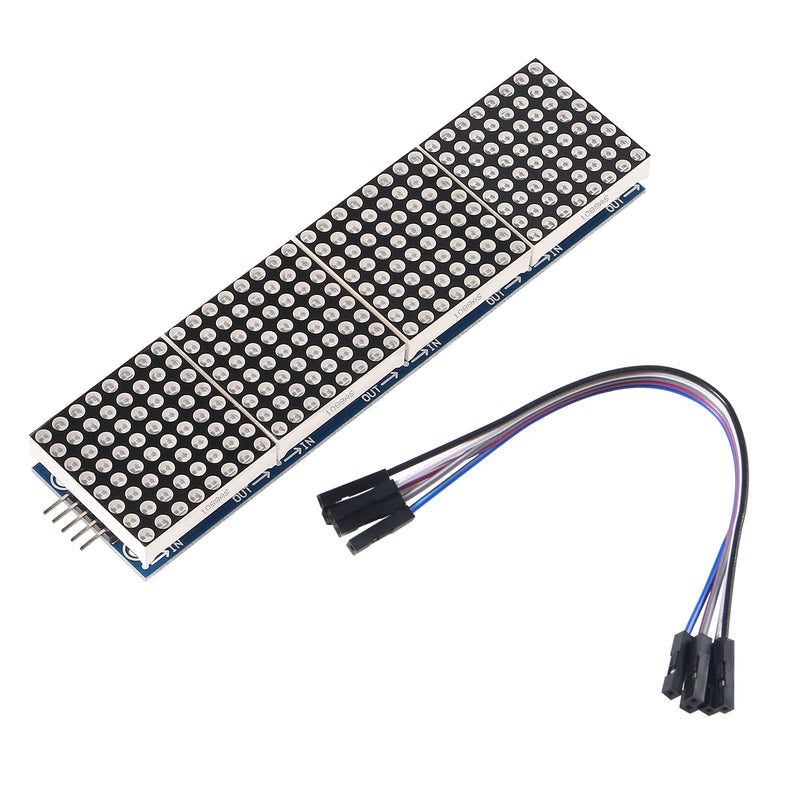 ALAMSCN MAX7219 Dot Matrix Module 32x8 4 in 1 LED Display Modules for Arduino Raspberry Pi Microcontroller with 5Pin Wires Red (Pack of 2)