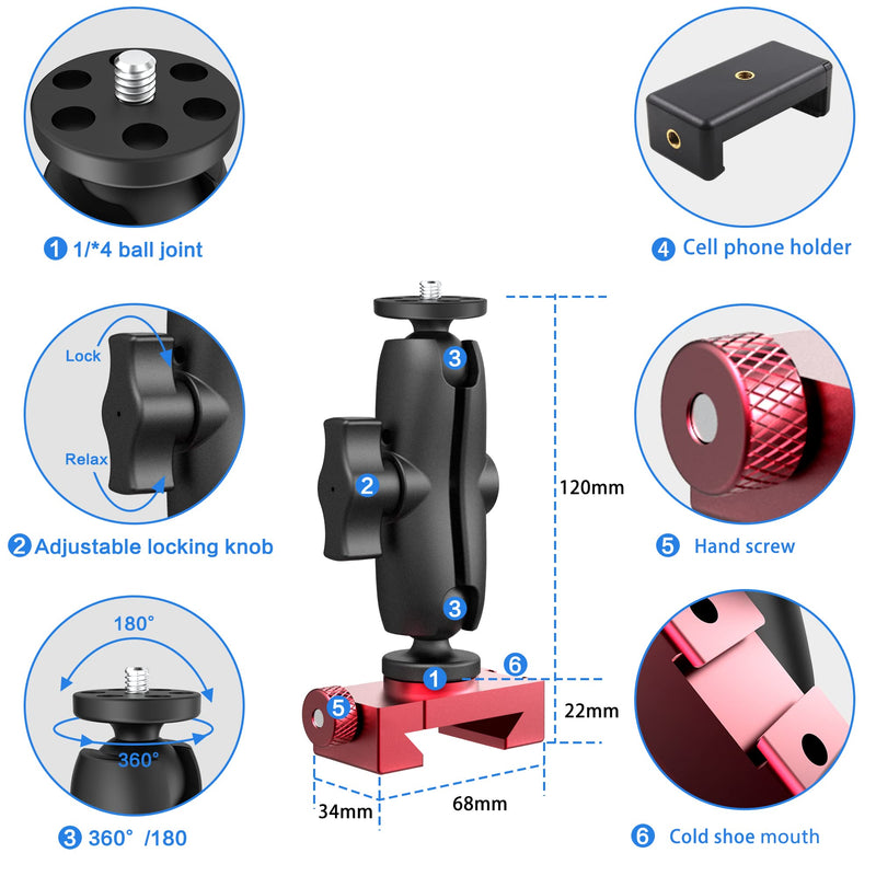 Smartphone Fence Mount- Tennis Camera Fence Mount for iPhone & Android,Mevo Start and More Action Camera,Phone Camera Holder for Tennis & Pickleball Training,Tennis Training Equipment Accessories
