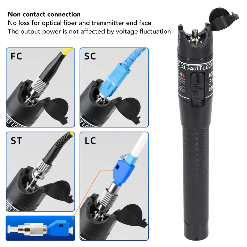 Visual Fault Locator, 60MW 60KM Output Contactless Connection 2.5mm Universal Interface Fiber Visual Fault Locator Stable Output Fiber Optic Cable Tester