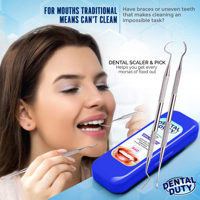 Professional Dental Instrument Set – User-Friendly Stainless Steel Dental Tools – Teeth Cleaning Kit Includes Plaque Remover for Teeth, Tooth Pick Tool, Dental Scaler & Dental Mirror – Blue