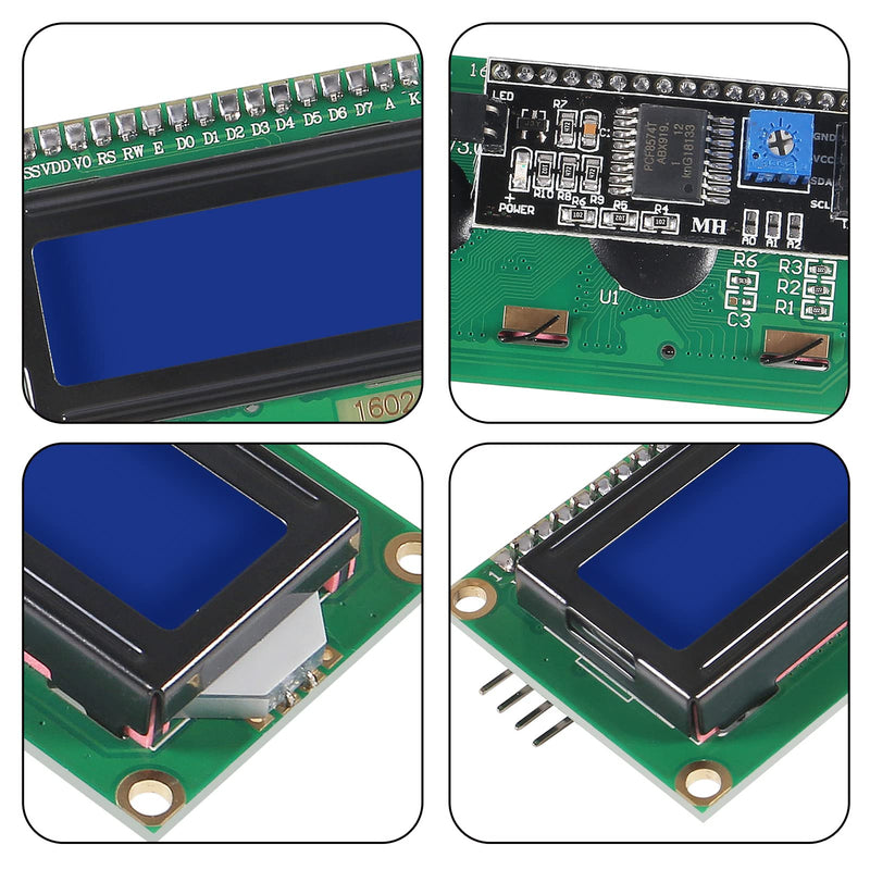 AITIAO 3 Pack 1602 LCD Display Module IC I2C TWI 16x2 Characters Serial Interface Adapter LCD Module for Arduino Raspberry Pi TinkerBoard Nanopi BPI STM32 DIY Maker Project IoT (Blue Display) Blue Display