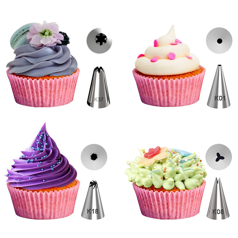 Kootek 32-Piece Cake Decorating Tools Supplies Kit 24 Numbered Icing Tips with 2 Pastry Bags, 3 Icing Smoothers, 1 Flower Nail and 2 Reusable Couplers for Baking Supplies