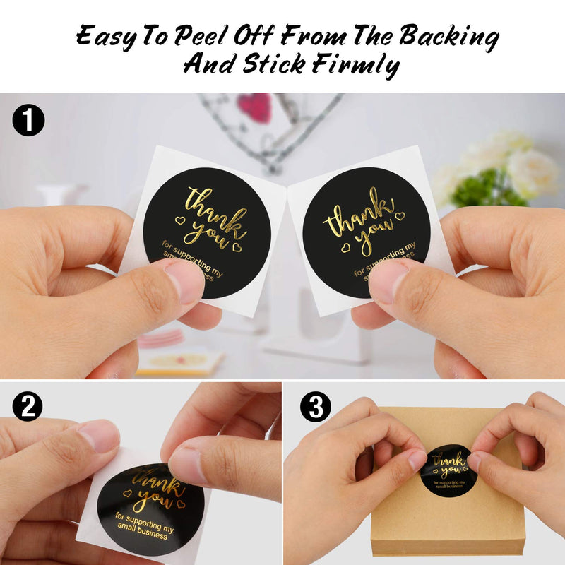 Dongpong Thank You Stickers Roll 1.5 Inch Round Bronzing Golden Font Thank You for Supporting My Small Business Stickers 500 Adhesive Label Business Stickers for Packaging Envelopes Shipping Bags 1.5 Inch Bronzing