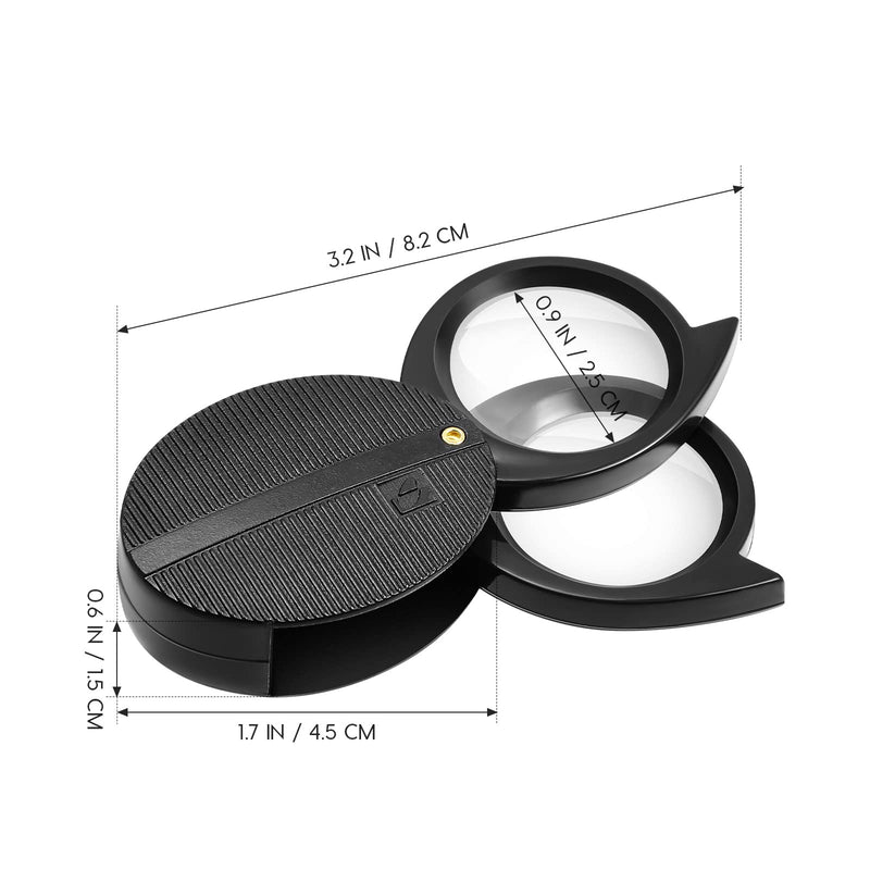 ULTECHNOVO Folding Pocket Magnifying Portable Handheld Optical Glass Crafts Magnifier for Women and Men Reading (Dual Lens (5X/10Xï¼‰) - Black