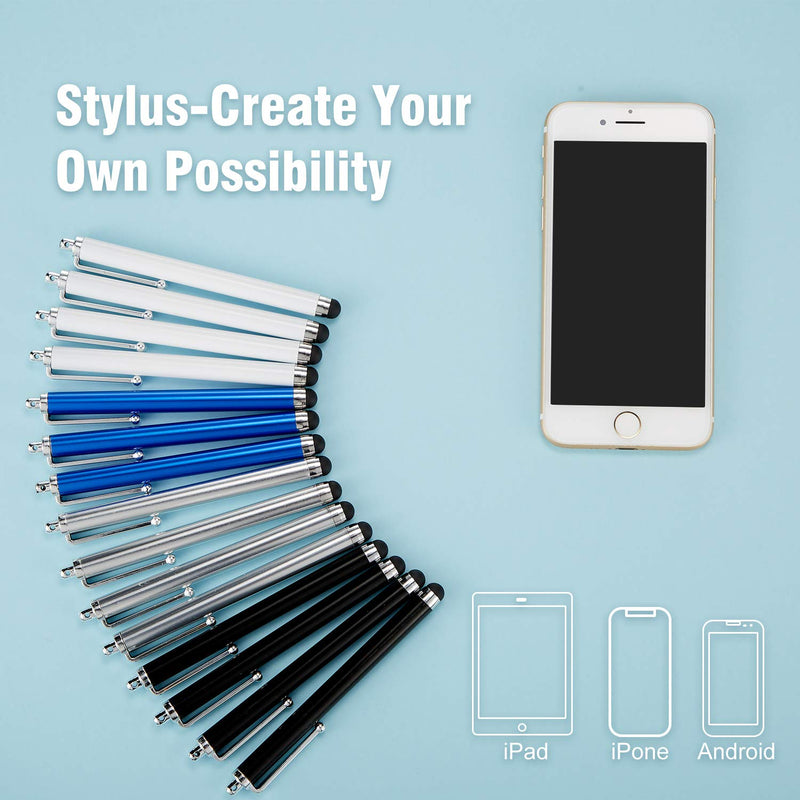 Stylus Pens for Touch Screens,Stylus Pen Set of 36 for Universal Capacitive Touch Screens Devices, Compatible with iPhone, iPad, Tablet (Black, Silver, Dark Blue, White) Black, Silver, Dark Blue, White