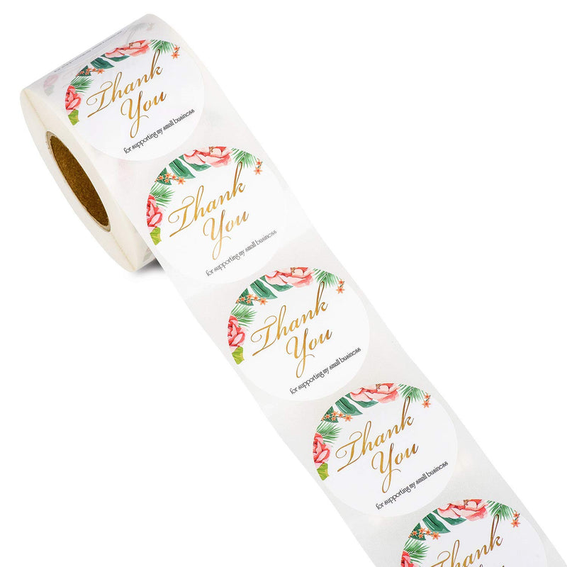 2" Thank You for Supporting My Small Business Stickers, Floral Thank You Sticker, Round Labels for Small Business Owners Bakery Handmade Good to Use on Bags, Boxes and Envelope, 500 Labels Per Roll 2"-thank You for Supporting My Small Business Stickers