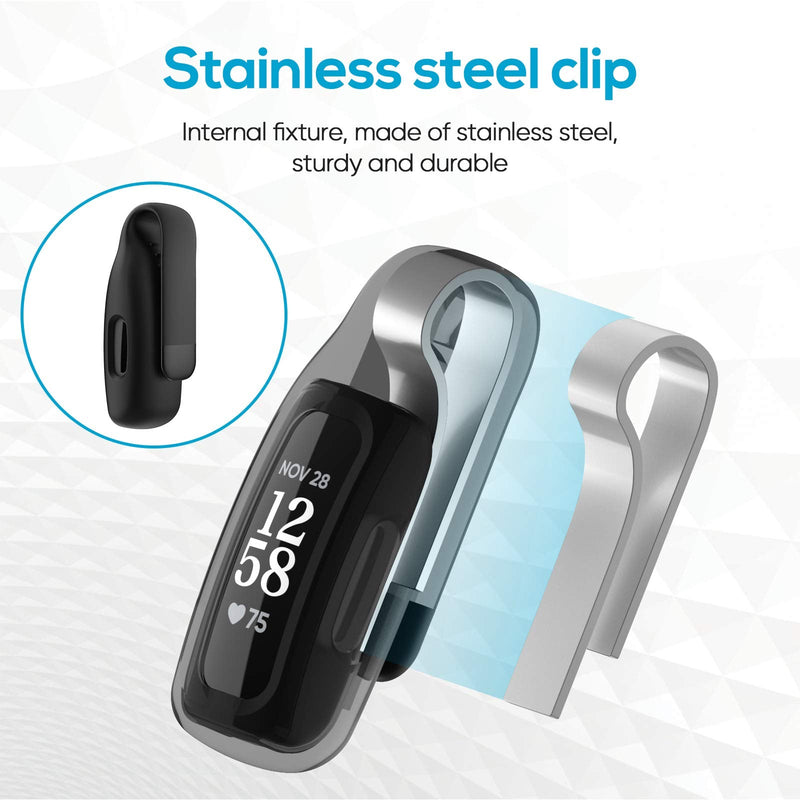 EEweca 3-Pack Clip Case Accessory for Fitbit Ace 3 & Inspire 2, Black+Black+Black (not for Inspire, Inspire hr, ace 2)