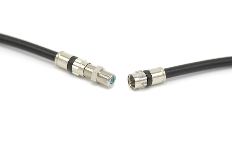 2' Feet, Black RG6 Coaxial Cable (Coax Cable) with Weather Proof Connectors, F81 / RF, Digital Coax - AV, Cable TV, Antenna, and Satellite, CL2 Rated, 2 Foot 2 Feet (0.6 Meter)