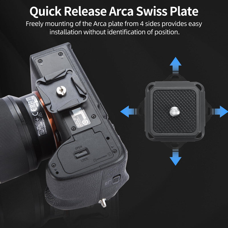 Nitze Camera Clip, Aluminum Capture Clip, Backpack Strap Camera Mount with 4-Side Mountable Arca Quick Release Plate for DSLR/Mirroless Camera, Action Camera - N58A