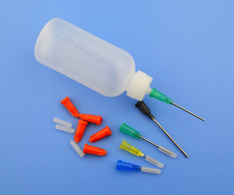 6Pcs Dispensing Bottle with 14Pcs Dispensing Needles and 1Pc Dispensing Brush and 12Pcs Cap (30ml+50ml+100ml)