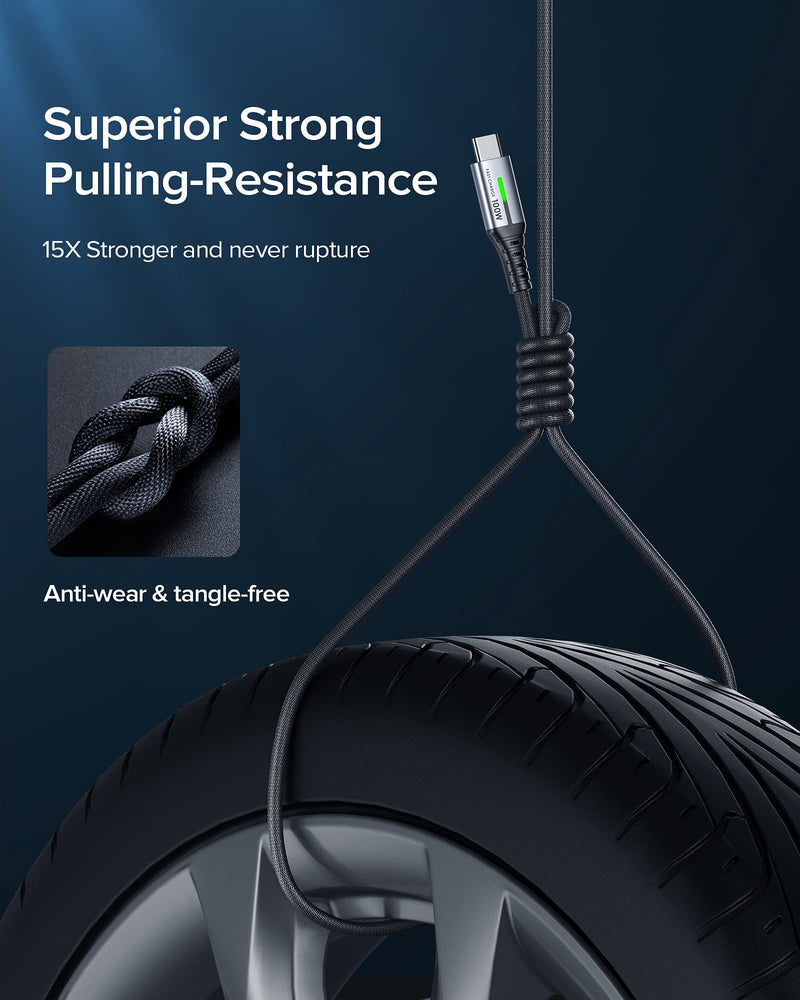 USB C Cable, INIU 100W PD 5A QC 4.0 Fast Charging USB C to USB C Cable, (2-Pack 6.6ft+6.6ft) Nylon Braided Type C Data Cable for Samsung S20+ S10 Note 10 iPad Pro MacBook Pro Google Pixel etc