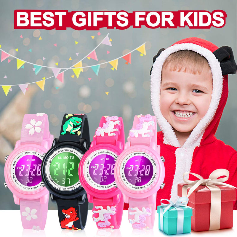 Viposoon Gift for Kids Age 3 4 5 6 7 8 9, Watches for 4-10 Year Old Kids Outdoor Toys for Boys Girls - Best Gifts Unicorn Pink