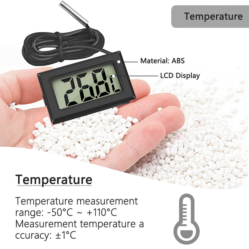 Thlevel Mini LCD Digital Thermometer Temperature Tester with External Sensor for Fridge Freezer Aquarium (4 PCS with external sensor) 4 Pcs with external sensor