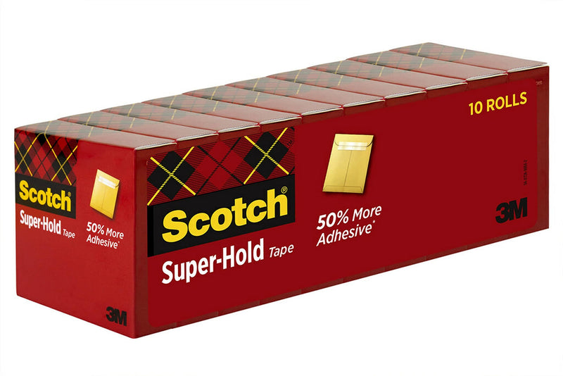 Scotch Super-Hold Tape, 10 Rolls, Transparent Finish, 50% More Adhesive, Trusted Favorite, 3/4 x 1000 Inches, Boxed (700K10)