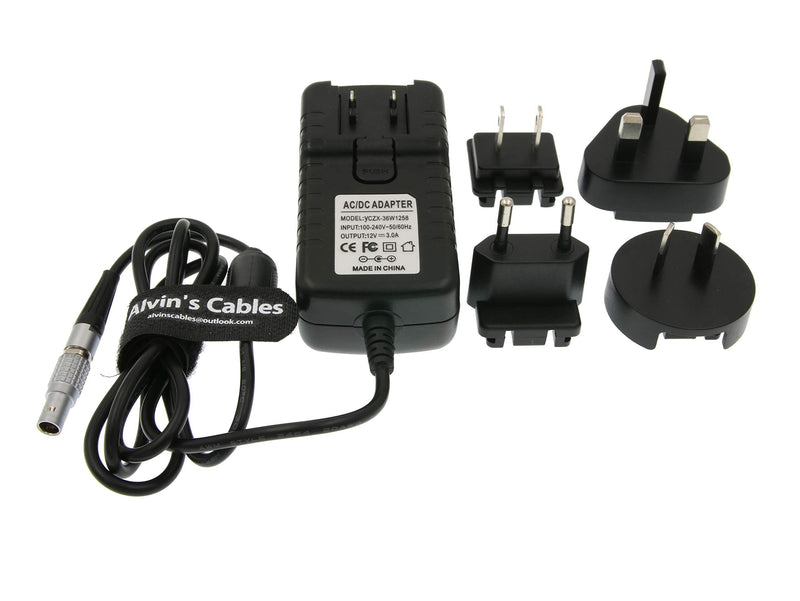 Alvin's Cables 2 Pin Male to Universal AC with UK EU AU US Plugs Adapter Converter Power Cable for Z CAM E2 Flagship Teradek Cube Hollyland Cosmo 600 Straight 2 Pin