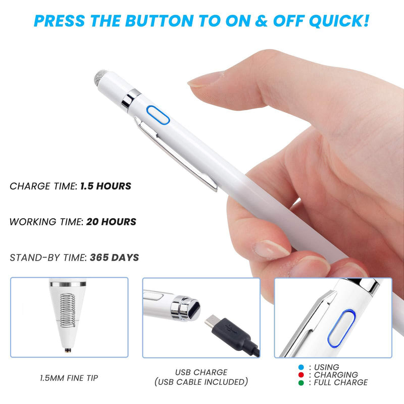 Stylus Pen for Amazon Fire HD 10 Tablet, EDIVIA Digital Pencil with 1.5mm Ultra Fine Tip Pencil for Amazon Fire HD 10 Tablet Stylus, White