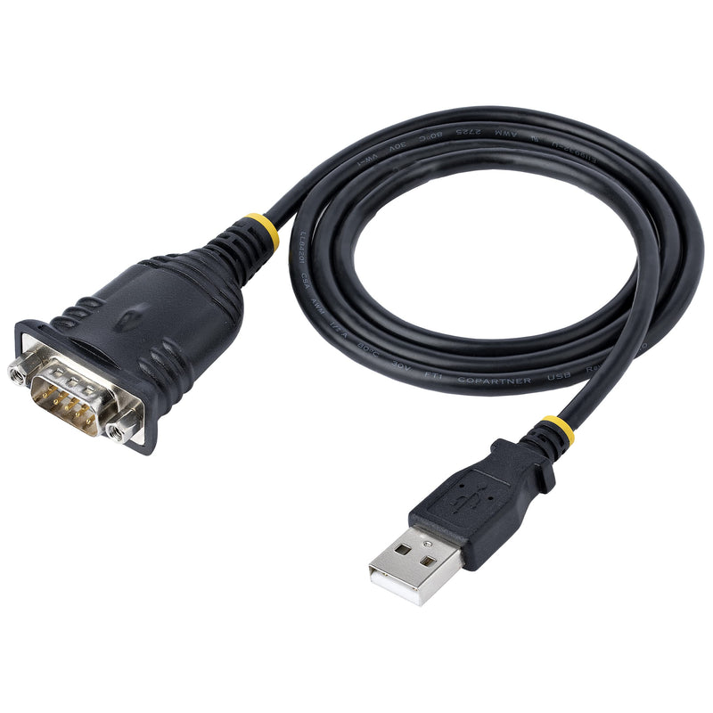 StarTech.com 3ft (1m) USB to Serial Cable, DB9 Male RS232 to USB Converter, Prolific IC, USB to Serial Adapter for PLC/Printer/Scanner/Switch, USB to COM Port Adapter, Windows/Mac (1P3FP-USB-SERIAL)