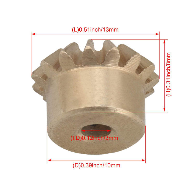 CNBTR 15 Teeth Copper 0.8 Modulus Tapered Bevel Gear Wheel 3mm Bore 10mm Outer Dia