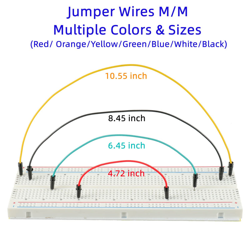 BOJACK Breadboard Kit Solderless Breadboard 1 Pcs 830 Points & 1 Pcs 400 Points & 6 Pcs 170 Points Mini Breadboard & 65 Pcs Flexible Breadboard Jumpers (4 Values 73 Pieces) Kit 2