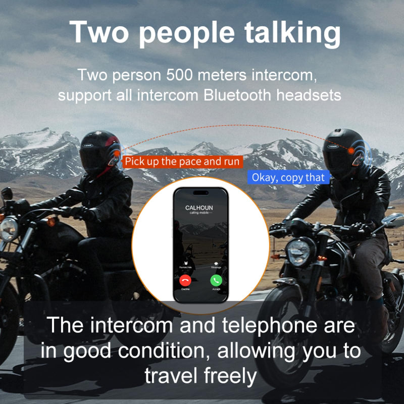 Khptop Motorcycle Helmet Bluetooth Headset 500meters 2 Riders Bluetooth Helmet Intercom Headset with CVC Noise Sound Quality Speakers Communication Systems Motorcycle Riding/Snowmobile/Cycling/Sports Single Pack