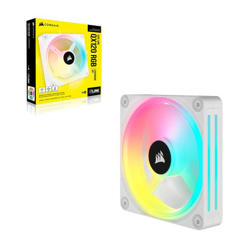 Corsair iCUE LINK QX120 RGB 120mm Magnetic Dome RGB Single Fan - White Single (120mm)