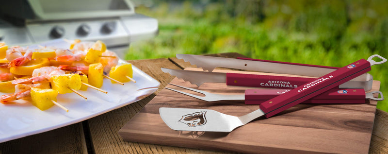 YouTheFan NFL 3-Piece Spirit Series BBQ Grill Set: 18" Stainless Steel Sportula (Spatula), Fork & Tongs with 2 Bottle Openers Arizona Cardinals