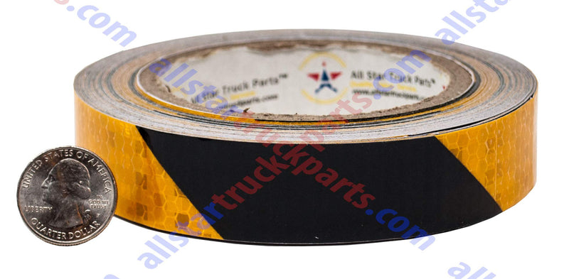 Waterproof Reflective Safety Tape Roll 1"/2" Yellow Black Striped Floor Marking Tape Hazard Caution Warning Tape Auto Truck Self-Adhesive Safety Sticker Strips for Wall Factory Trailer (1 IN x 20 FT) 1 IN x 20 FT