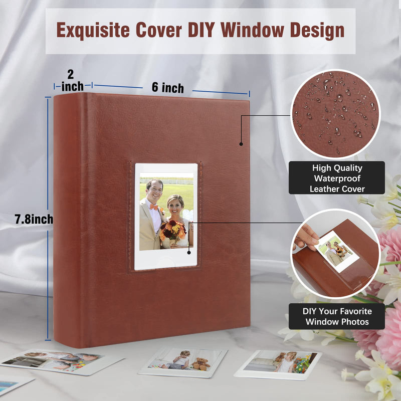 Photo Album for Fujifilm Instax Mini Camera, Polaroid Camera, Instax Photo Album with Memo Areas Mini Polaroid Photo Album Book 180 Pockets for Fujifilm Instax Mini 11 9 8 40 Evo Instant Camera, Brown