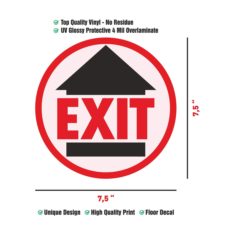 CLEVER SIGNS Exit Sign, 10 Decals per Pack, 7.5" Round, Social distancing Sign, Social distancing Floor Decals