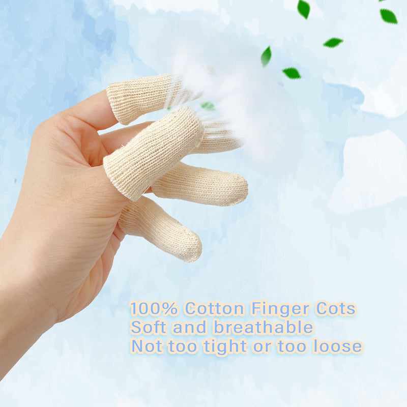 EvridWear 20PCS Premium Cotton Comfort Cushion Finger Toe Thumb Cot Sleeves Protect Fingertips Hand Eczema Skin Cracking Calluses Wicks Moisture Jewelry Clean Smudges (Short Length) 1 Pack Short