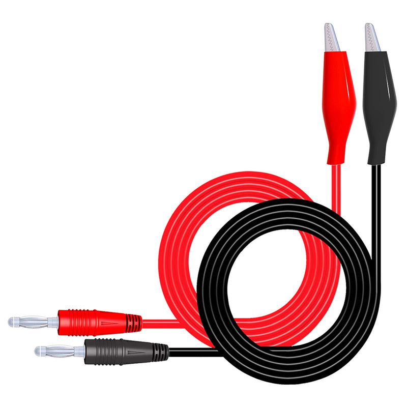 Goupchn 4mm Banana Plug to Alligator Clips Test Leads Kit Crocodile Clips Copper Soft Cable Wire Set 2PCS Red + Black