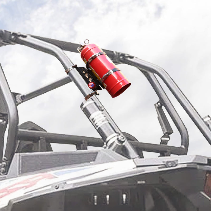 RERPRO Quick Release Fire Extinguisher Mount Brackets Holder Compatible with Jeep Wrangler UTV Polaris RZR Ranger Truck Aluminum Adjustable Roll Bar Fire Extinguisher Mount Bottle Holder Kit